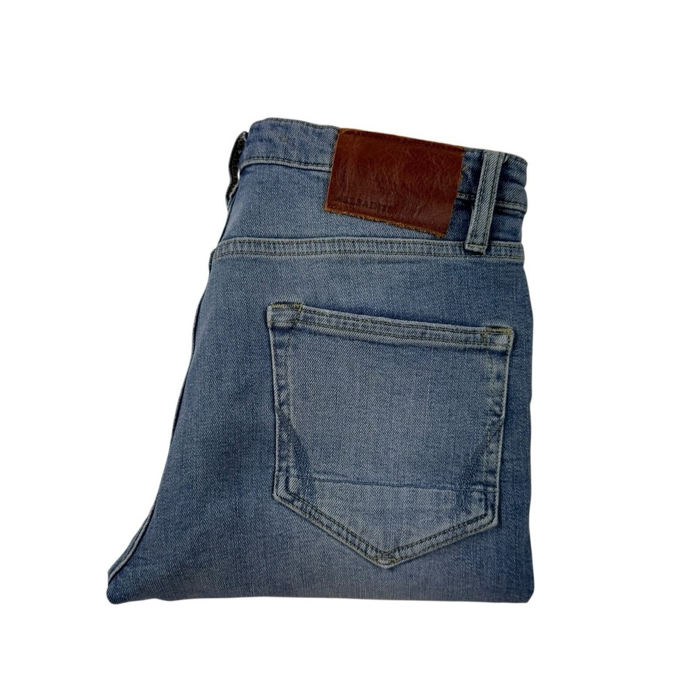 AllSaints Dean Stonewashed Button Fly Distressed Mens Jeans 28x28 Blue ME009U